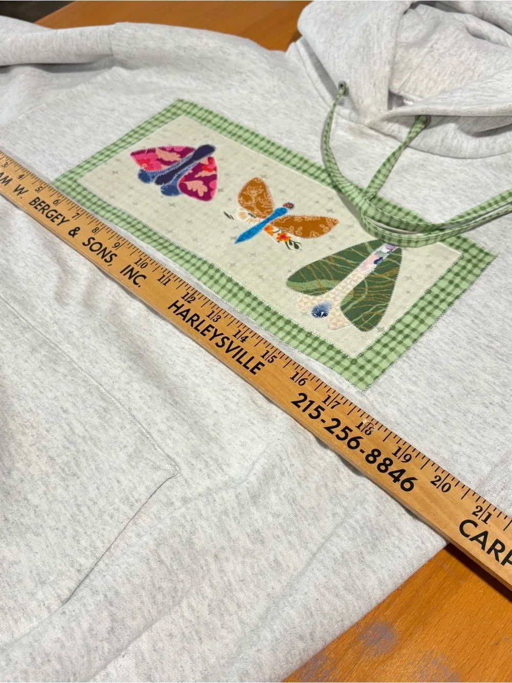 OOK Upcycled Hoodie with Handmade Picnic Moth Patch Size: Men’s Medium